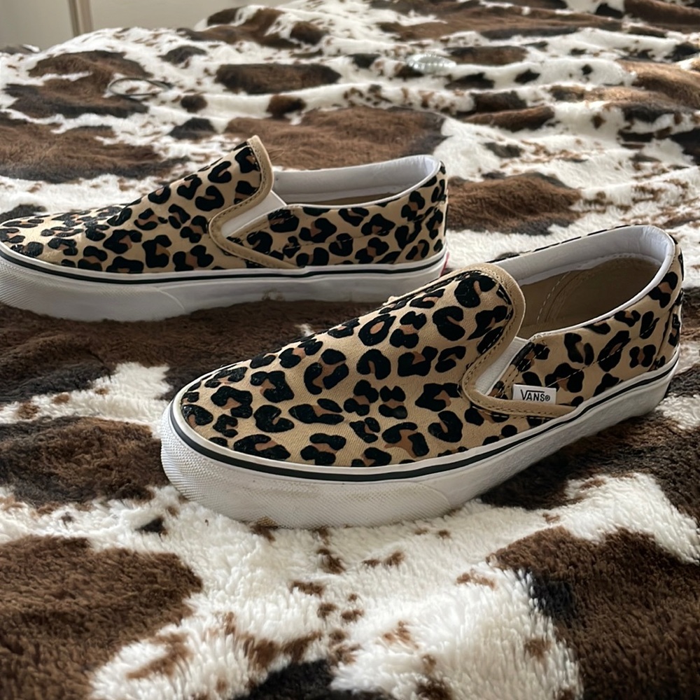 Cheetah print slip-on vans. Only worn once or twice.